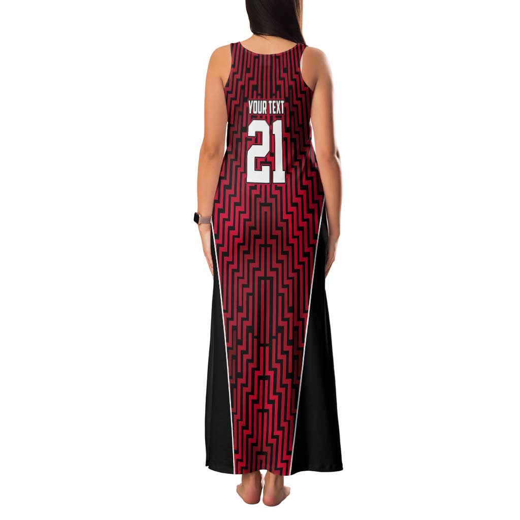 Custom Basketball New Zealand Tank Maxi Dress Red Maori Ta Moko Indigenous - Polynesian Pride