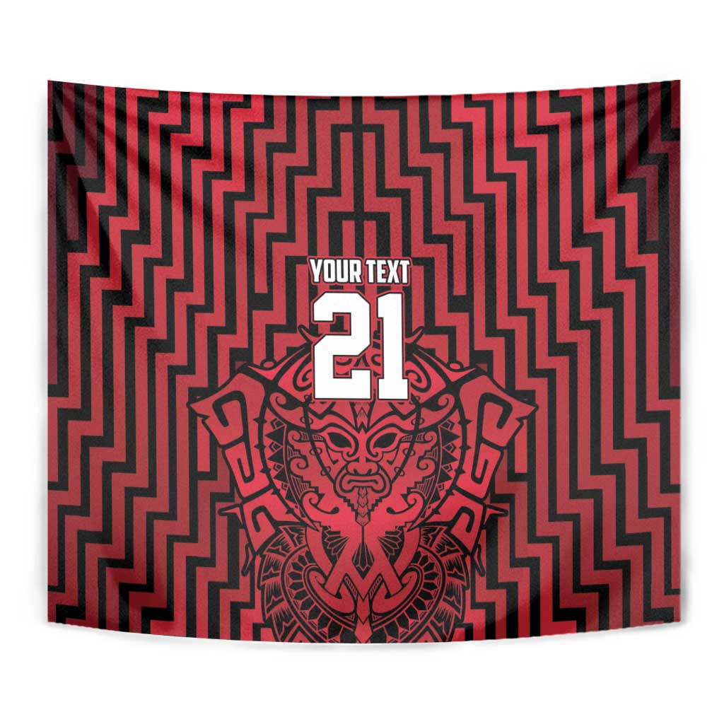Custom Basketball New Zealand Tapestry Red Maori Ta Moko Indigenous - Polynesian Pride