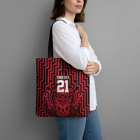 Custom Basketball New Zealand Tote Bag Red Maori Ta Moko Indigenous - Polynesian Pride
