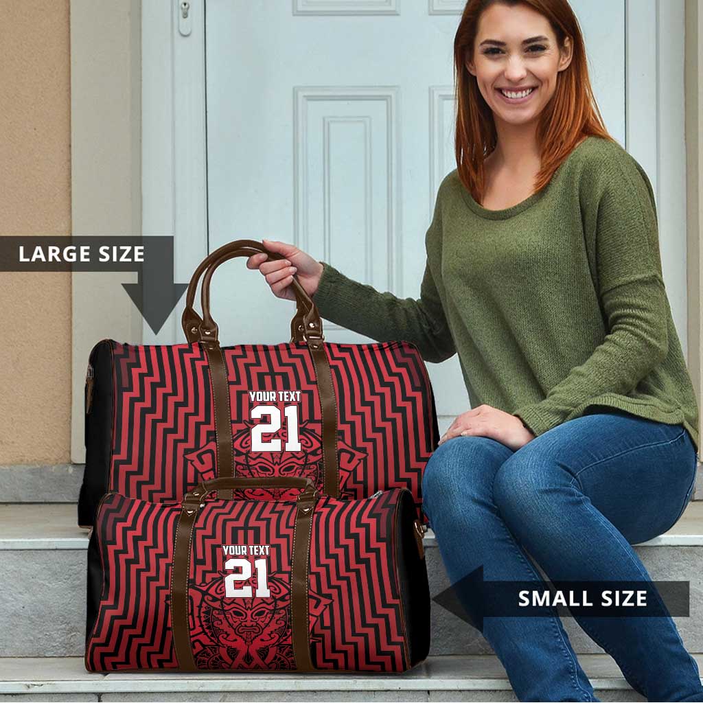 Custom Basketball New Zealand Travel Bag Red Maori Ta Moko Indigenous - Polynesian Pride