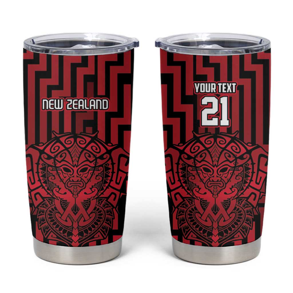 Custom Basketball New Zealand Tumbler Cup Red Maori Ta Moko Indigenous - Polynesian Pride