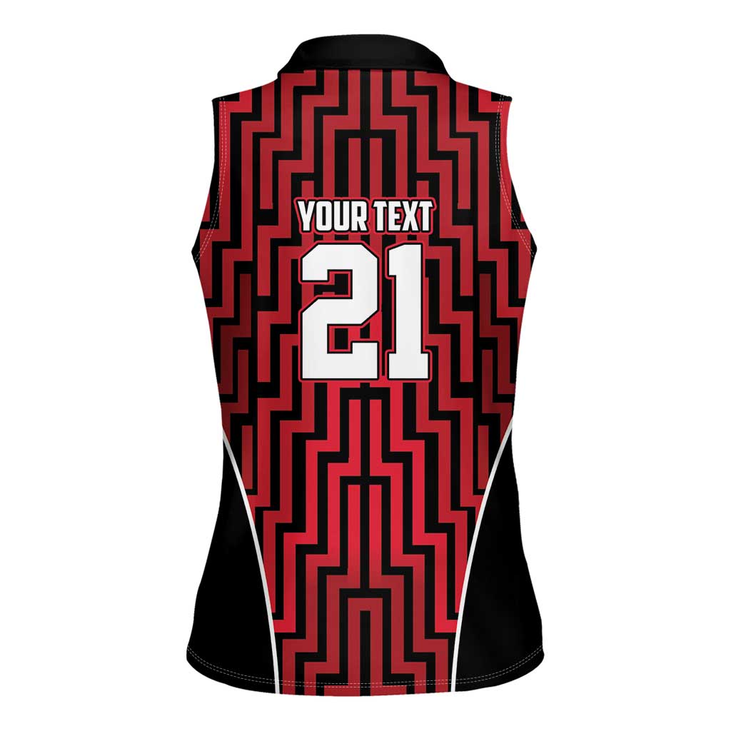 Custom Basketball New Zealand Women Sleeveless Polo Shirt Red Maori Ta Moko Indigenous - Polynesian Pride