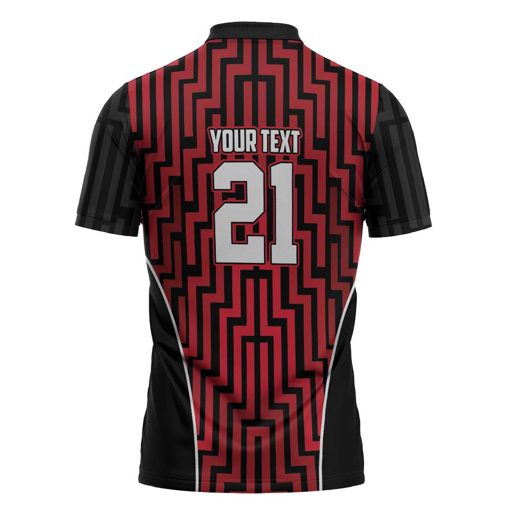 Custom Basketball New Zealand Zipper Polo Shirt Red Maori Ta Moko Indigenous - Polynesian Pride
