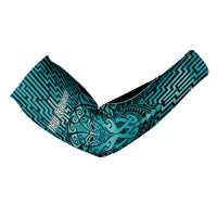 Custom Basketball New Zealand Arm Sleeves Teal Maori Ta Moko Indigenous - Polynesian Pride