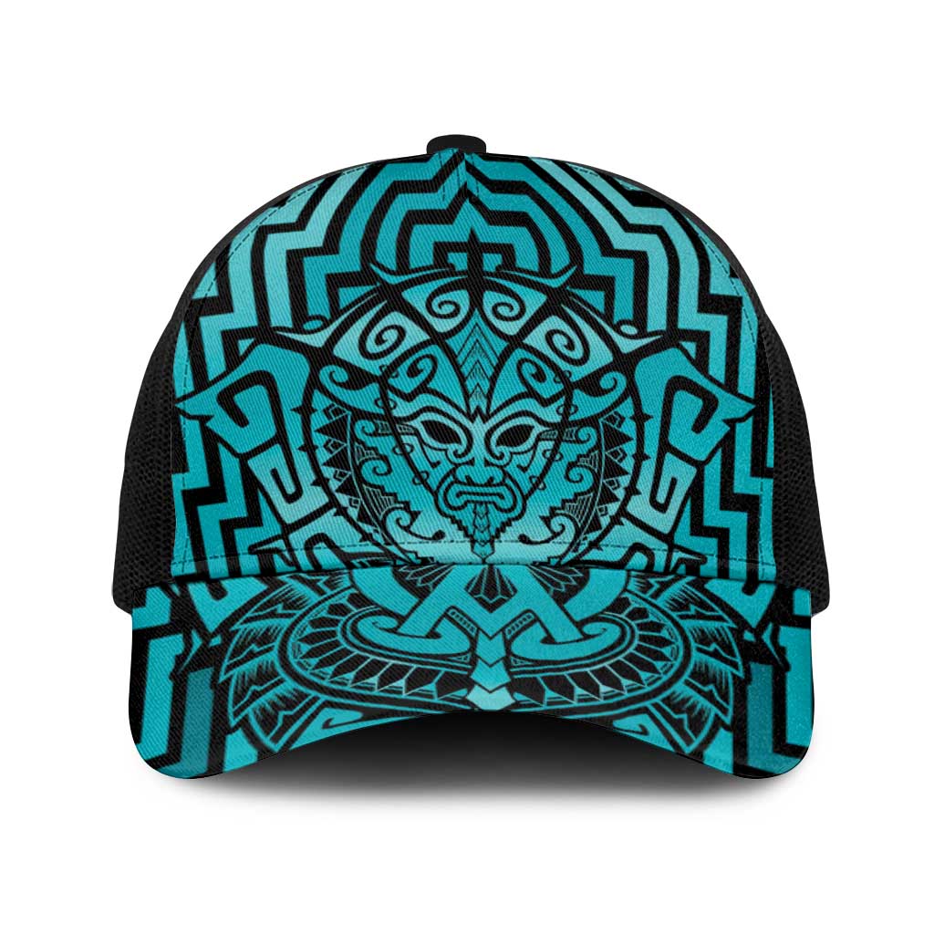 Basketball New Zealand Baseball Net Cap Teal Maori Ta Moko Indigenous - Polynesian Pride