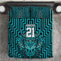 Custom Basketball New Zealand Bedding Set Teal Maori Ta Moko Indigenous - Polynesian Pride