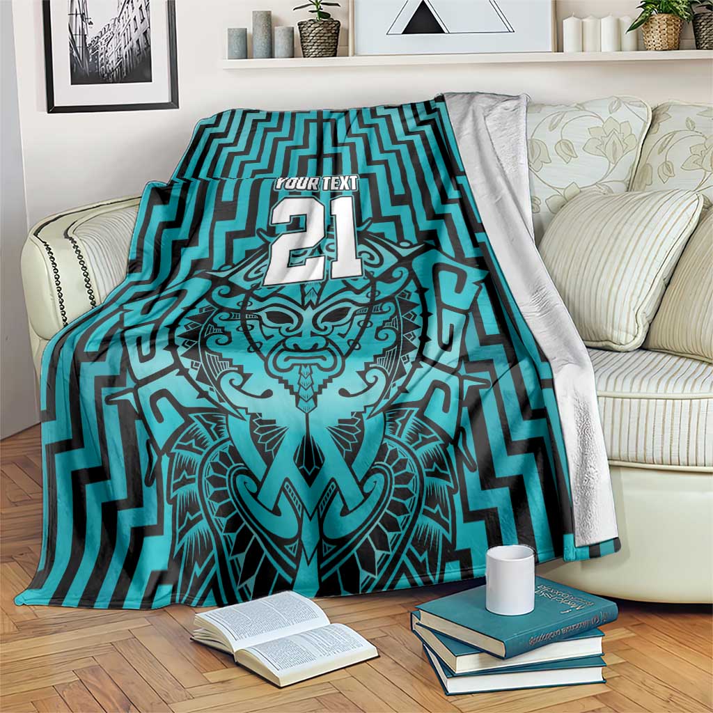Custom Basketball New Zealand Blanket Teal Maori Ta Moko Indigenous - Polynesian Pride