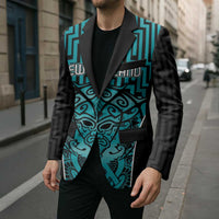 Custom Basketball New Zealand Blazer Teal Maori Ta Moko Indigenous - Polynesian Pride