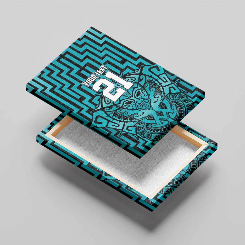 Custom Basketball New Zealand Canvas Wall Art Teal Maori Ta Moko Indigenous - Polynesian Pride