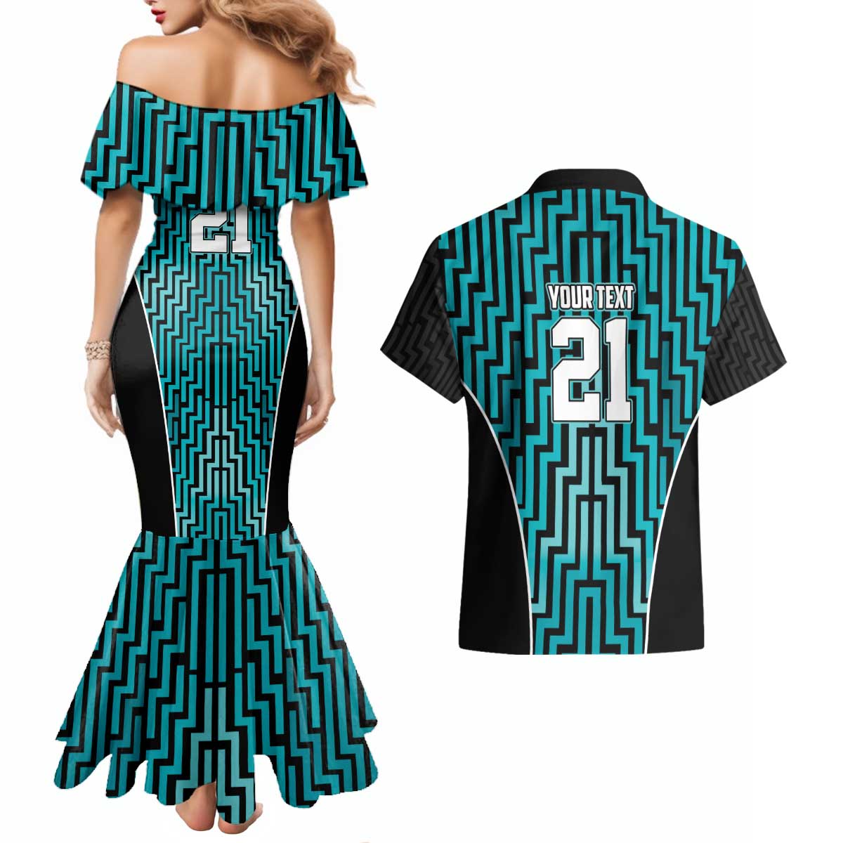 Custom Basketball New Zealand Couples Matching Mermaid Dress and Hawaiian Shirt Teal Maori Ta Moko Indigenous - Polynesian Pride