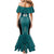 Custom Basketball New Zealand Family Matching Mermaid Dress and Hawaiian Shirt Teal Maori Ta Moko Indigenous - Polynesian Pride