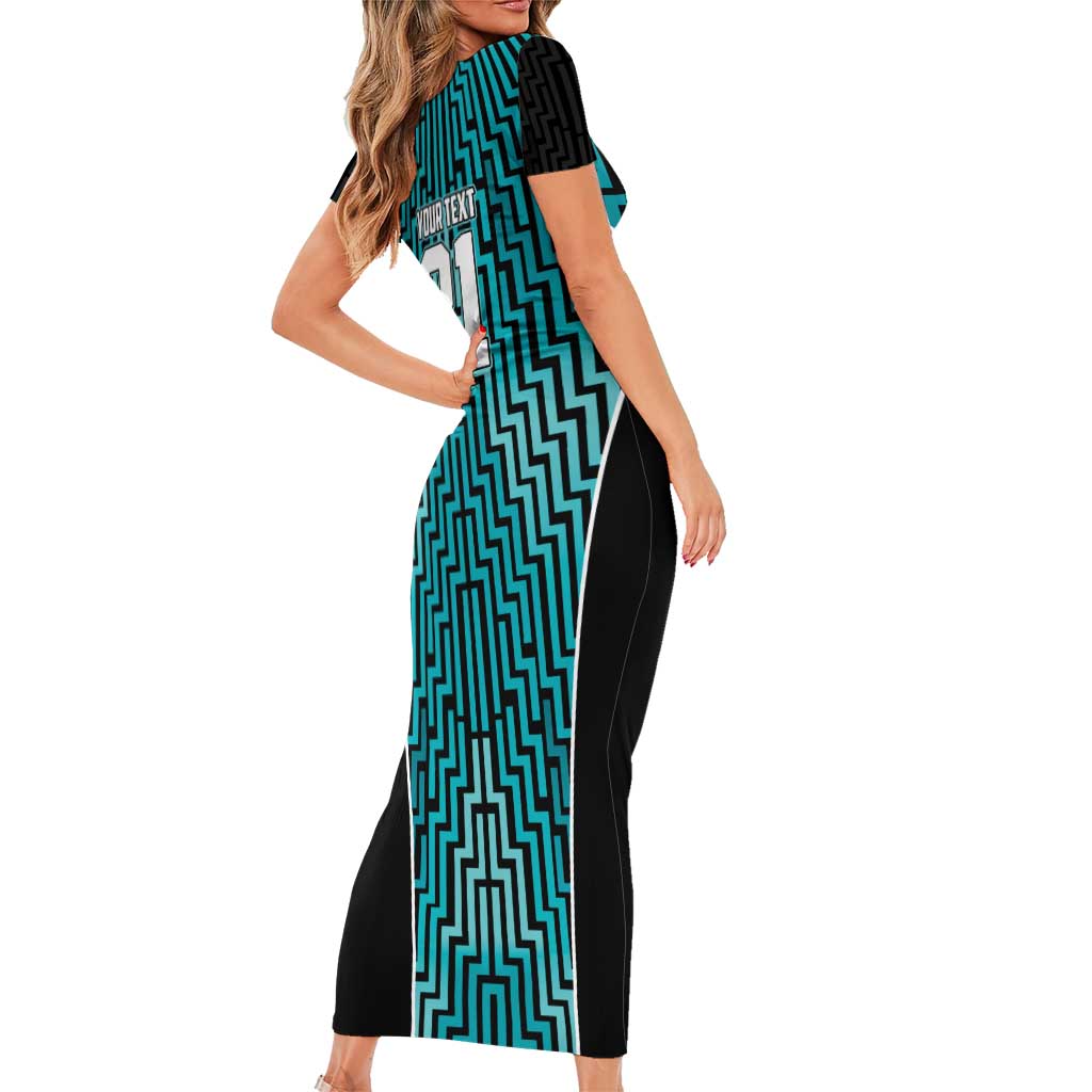 Custom Basketball New Zealand Family Matching Short Sleeve Bodycon Dress and Hawaiian Shirt Teal Maori Ta Moko Indigenous LT9 - Polynesian Pride