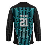 Custom Basketball New Zealand Hockey Jersey Teal Maori Ta Moko Indigenous - Polynesian Pride