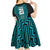 Custom Basketball New Zealand Kid Short Sleeve Dress Teal Maori Ta Moko Indigenous - Polynesian Pride