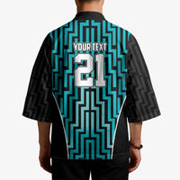 Custom Basketball New Zealand Kimono Teal Maori Ta Moko Indigenous - Polynesian Pride