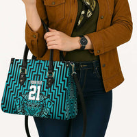Custom Basketball New Zealand Leather Bag Teal Maori Ta Moko Indigenous - Polynesian Pride