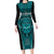 Custom Basketball New Zealand Long Sleeve Bodycon Dress Teal Maori Ta Moko Indigenous - Polynesian Pride