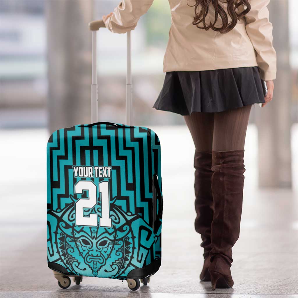 Custom Basketball New Zealand Luggage Cover Teal Maori Ta Moko Indigenous - Polynesian Pride