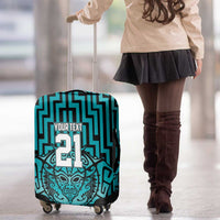 Custom Basketball New Zealand Luggage Cover Teal Maori Ta Moko Indigenous - Polynesian Pride