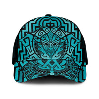 Basketball New Zealand Mesh Trucker Cap Teal Maori Ta Moko Indigenous - Polynesian Pride