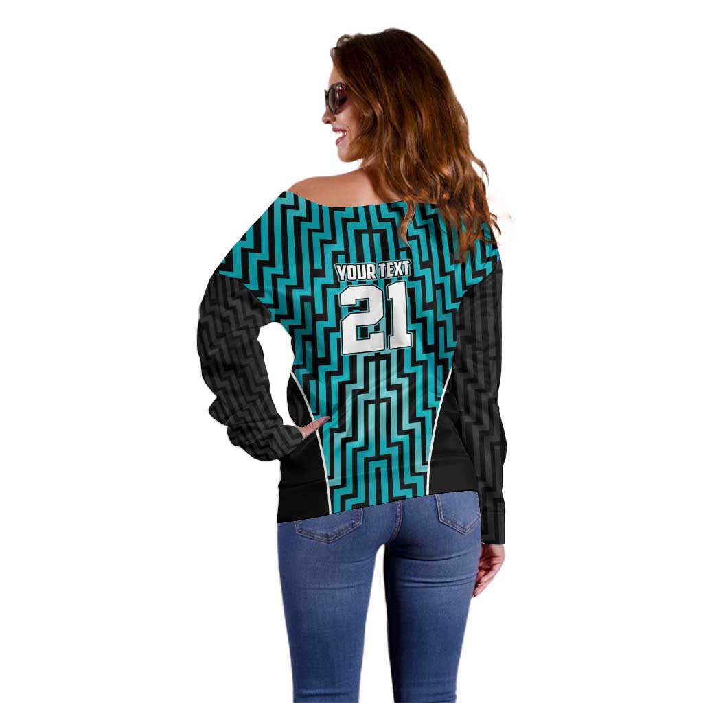 Custom Basketball New Zealand Off Shoulder Sweater Teal Maori Ta Moko Indigenous - Polynesian Pride