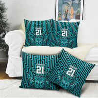 Custom Basketball New Zealand Pillow Cover Teal Maori Ta Moko Indigenous - Polynesian Pride