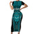 Custom Basketball New Zealand Short Sleeve Bodycon Dress Teal Maori Ta Moko Indigenous - Polynesian Pride