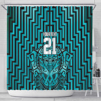 Custom Basketball New Zealand Shower Curtain Teal Maori Ta Moko Indigenous - Polynesian Pride