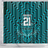 Custom Basketball New Zealand Shower Curtain Teal Maori Ta Moko Indigenous - Polynesian Pride