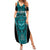 Custom Basketball New Zealand Summer Maxi Dress Teal Maori Ta Moko Indigenous - Polynesian Pride