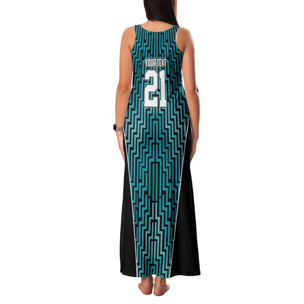 Custom Basketball New Zealand Tank Maxi Dress Teal Maori Ta Moko Indigenous - Polynesian Pride