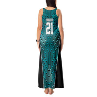 Custom Basketball New Zealand Tank Maxi Dress Teal Maori Ta Moko Indigenous - Polynesian Pride