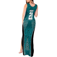 Custom Basketball New Zealand Tank Maxi Dress Teal Maori Ta Moko Indigenous - Polynesian Pride