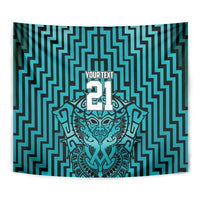 Custom Basketball New Zealand Tapestry Teal Maori Ta Moko Indigenous - Polynesian Pride