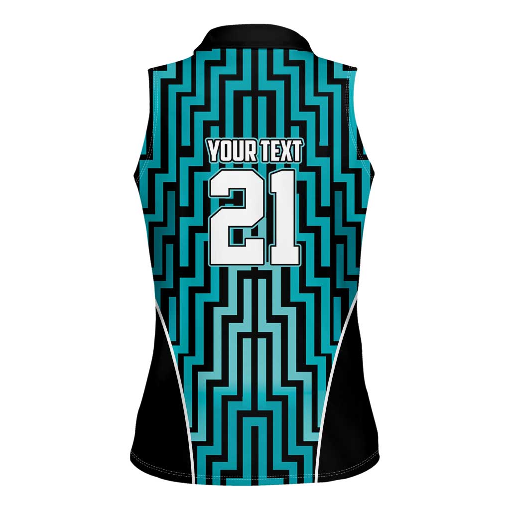 Custom Basketball New Zealand Women Sleeveless Polo Shirt Teal Maori Ta Moko Indigenous - Polynesian Pride
