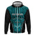 Custom Basketball New Zealand Zip Hoodie Teal Maori Ta Moko Indigenous - Polynesian Pride