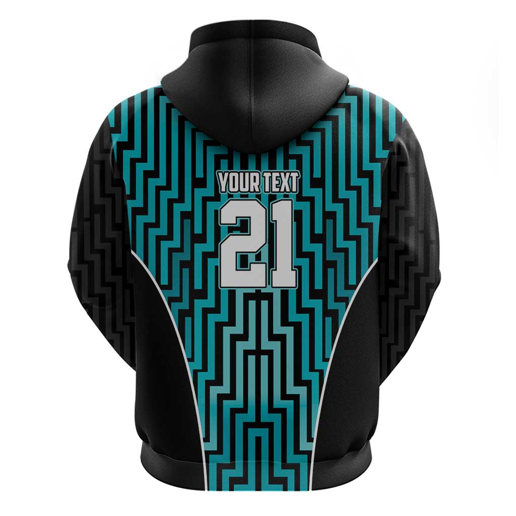 Custom Basketball New Zealand Zip Hoodie Teal Maori Ta Moko Indigenous - Polynesian Pride