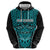 Custom Basketball New Zealand Zip Hoodie Teal Maori Ta Moko Indigenous - Polynesian Pride