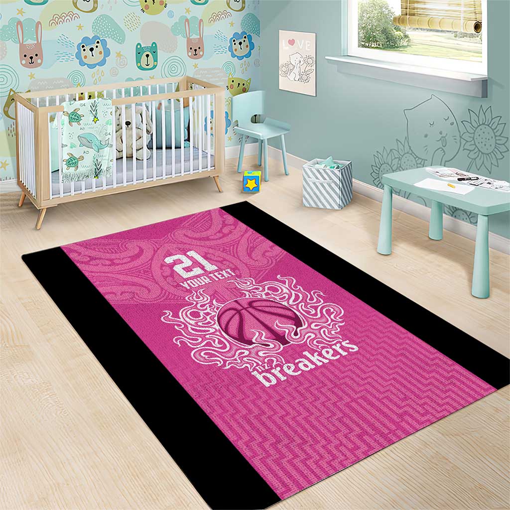 New Zealand Custom Area Rug Fire Basketball Maori Tribal Pink - Polynesian Pride