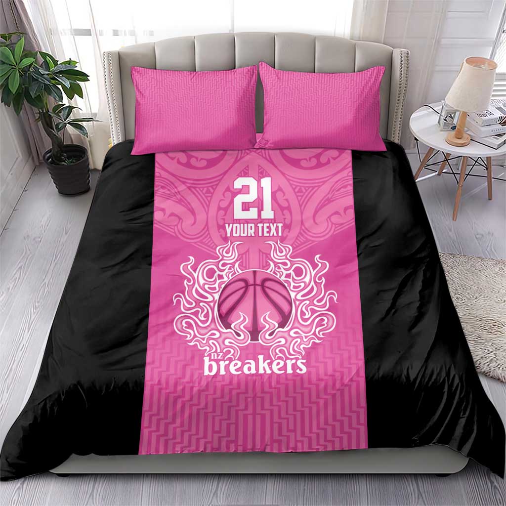 New Zealand Custom Bedding Set Fire Basketball Maori Tribal Pink - Polynesian Pride
