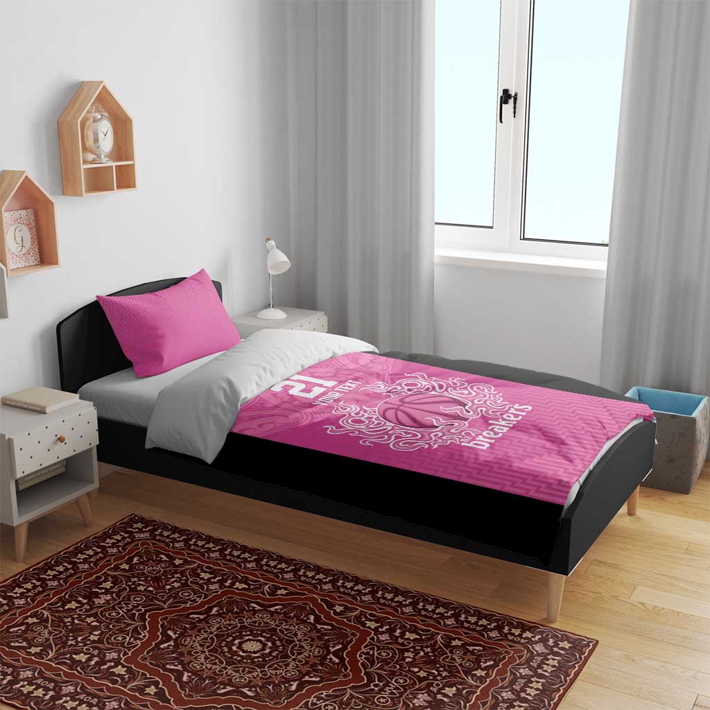 New Zealand Custom Bedding Set Fire Basketball Maori Tribal Pink - Polynesian Pride