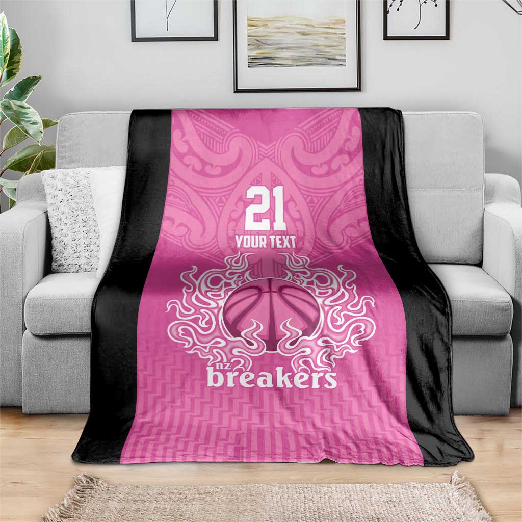 New Zealand Custom Blanket Fire Basketball Maori Tribal Pink - Polynesian Pride