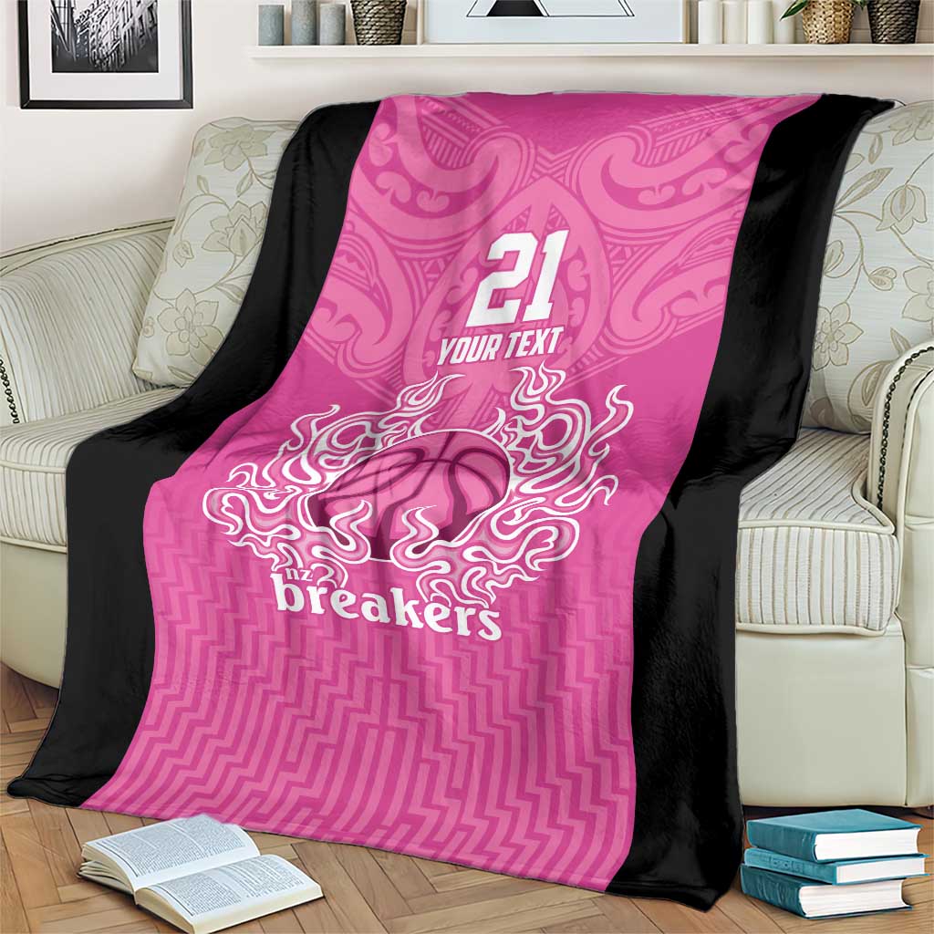 New Zealand Custom Blanket Fire Basketball Maori Tribal Pink - Polynesian Pride