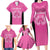 New Zealand Custom Family Matching Long Sleeve Bodycon Dress and Hawaiian Shirt Fire Basketball Maori Tribal Pink - Polynesian Pride