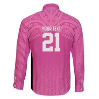 New Zealand Custom Family Matching Off The Shoulder Long Sleeve Dress and Hawaiian Shirt Fire Basketball Maori Tribal Pink - Polynesian Pride