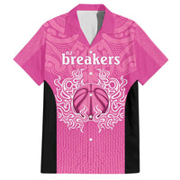 New Zealand Custom Family Matching Short Sleeve Bodycon Dress and Hawaiian Shirt Fire Basketball Maori Tribal Pink LT9 Dad's Shirt - Short Sleeve Pink - Polynesian Pride