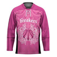 New Zealand Custom Hockey Jersey Fire Basketball Maori Tribal Pink - Polynesian Pride
