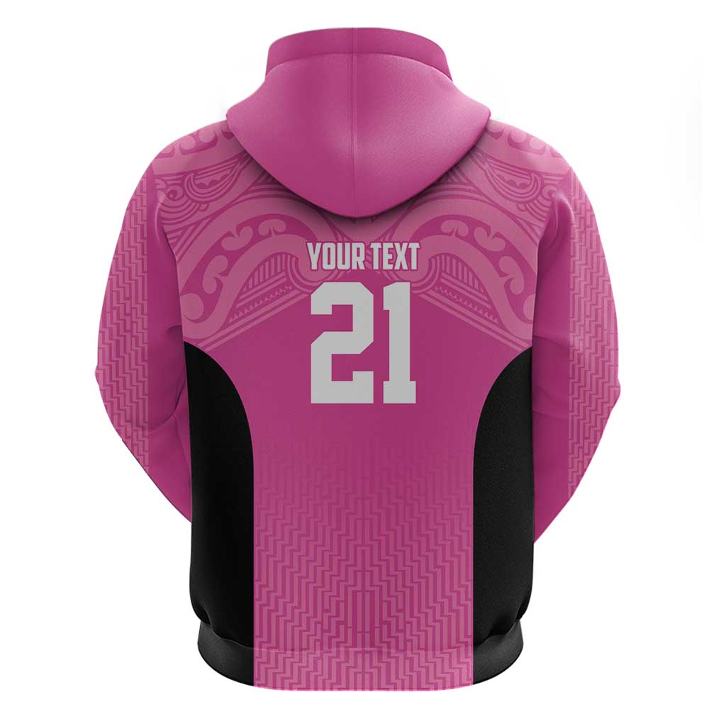 New Zealand Custom Hoodie Fire Basketball Maori Tribal Pink - Polynesian Pride