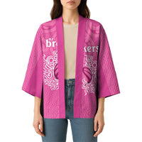 New Zealand Custom Kimono Fire Basketball Maori Tribal Pink - Polynesian Pride