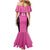 New Zealand Custom Mermaid Dress Fire Basketball Maori Tribal Pink - Polynesian Pride